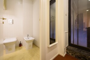 Dusche, Haartrockner, Bidet, Handtücher