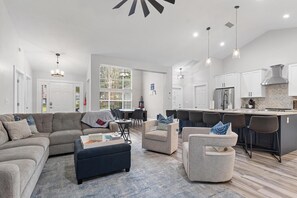 Smart TV, fireplace, video games, books