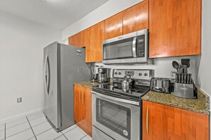 Fridge, microwave, oven, dishwasher