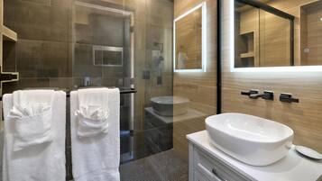 Cabin, 1 King Bed (Bunkies-The Cut) | Bathroom | Bathtub