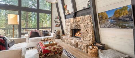 TV, fireplace, stereo