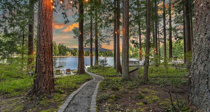 Luxe lakeside cottage with furnished porch, 2 docks, fire pit, deck, beachfront