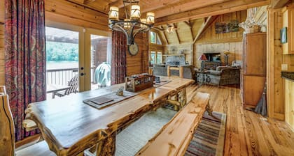 Luxe lakefront retreat with fishing dock, deck, firepit, patio & pool table
