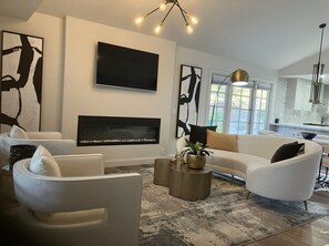 Smart TV, fireplace, printers