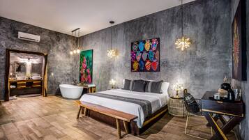 Villa de diseñador, 1 cama King size, alberca privada | 1 habitación, ropa de cama de alta calidad y edredón
