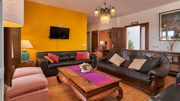 Fernseher, Kamin, Tischtennisplatte, Stereoanlage