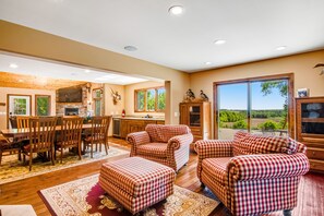 TV, fireplace, table football