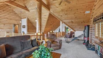 Smart TV, fireplace, video games, offices