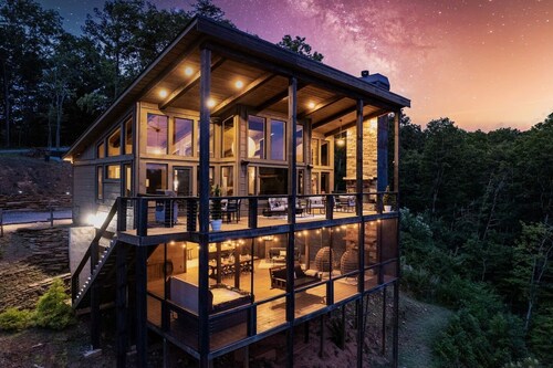 Modern Cabin with Incredible Mountain Views! 5 Min to Blue Ridge! Hot Tub!