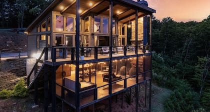 Modern Cabin with Incredible Mountain Views! 5 Min to Blue Ridge! Hot Tub!