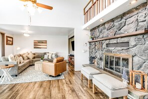 TV, fireplace, video games