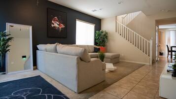 Smart TV, ping pong, books, video library