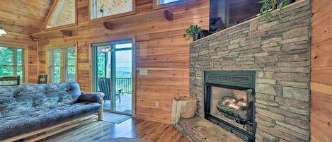 TV, fireplace, ping pong, books