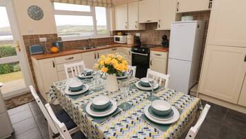 Fridge, dishwasher, electric kettle, toaster