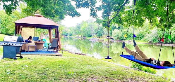 Property grounds - Riverfront Cottage and Cabana. 3-bedroom, 2 bath on the Lazy, Great Chazy, River (Champlain)