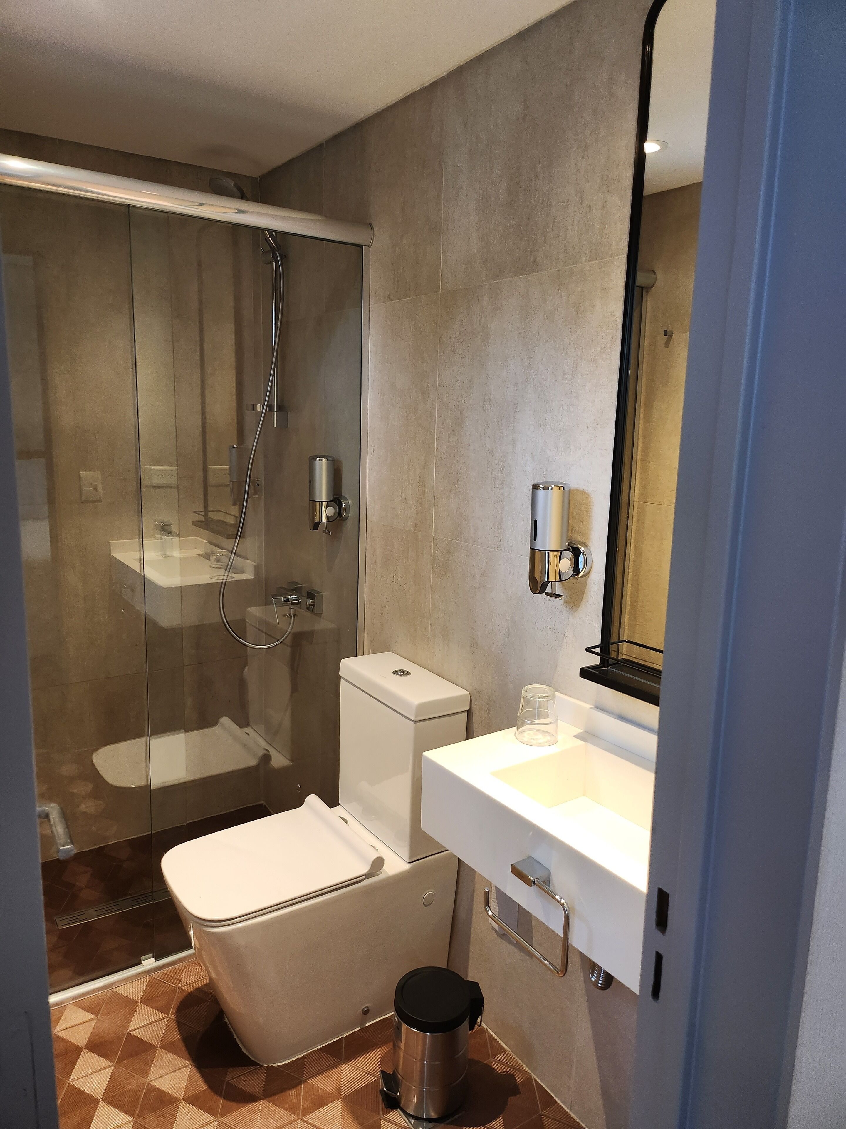 shower, rainfall showerhead, hair dryer, children's dressing gowns