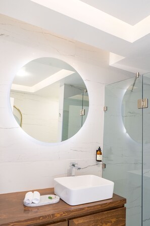 SUITE DELUXE QUEEN TERRAZA | Baño | Ducha, artículos de higiene personal gratuitos y secador de pelo