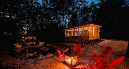 Chalet Rustique Avec Spa/foyer/étang Privé - 5 min de la Plage et ski
