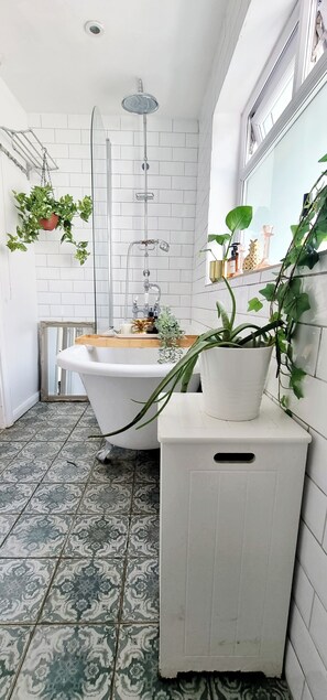 Bathtub, hair dryer