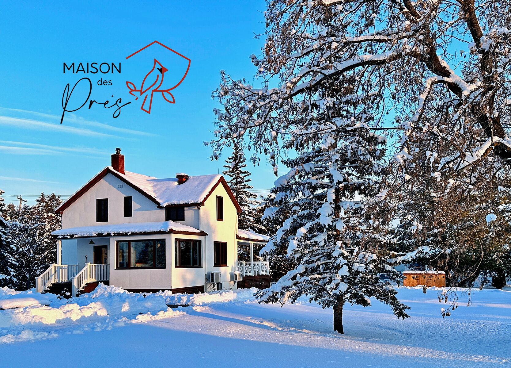 Vue Arrière de la Maison des Prés en hiver.
