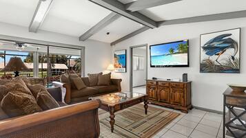 House, Multiple Beds, Pool Access, Pool View | Living area | 40-inch TV with digital channels