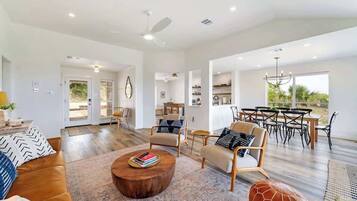 Smart TV, fireplace, video games, books