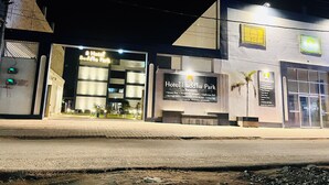 A hotel entrance with a sign reading "Hotel Buddha Park." - Hotel Buddha Park (Varanasi)