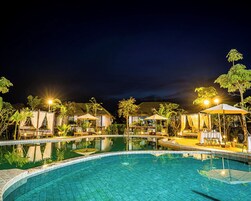 2 outdoor pools, open 8:00 AM to 10:00 PM, pool umbrellas, sun loungers
