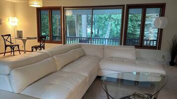 Smart-TV, Kamin, DVD-Player, Bücher