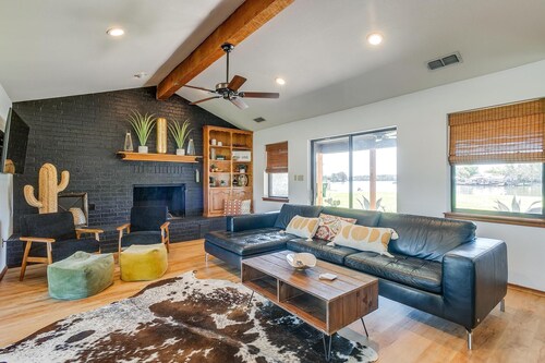 Rockstar waterfront lake house! Mid century modern with large 2 story party deck