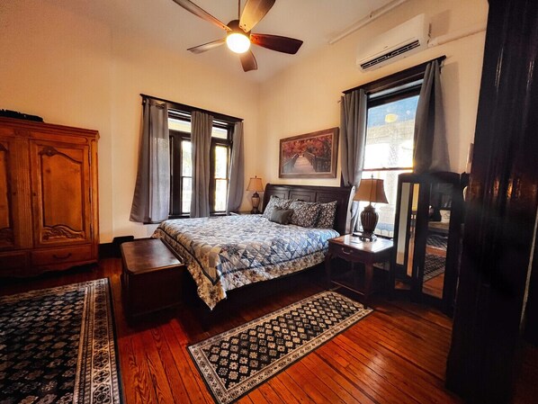 1 bedroom, desk, iron/ironing board, travel cot