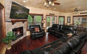 TV, fireplace, video games