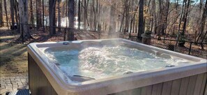 Outdoor spa tub - Lakefront Family Retreat with Hot Tub, Sandy Shore & Fenced Yard – Near Clemson (Westminster)