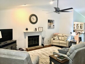 TV, DVD player, music library, video library
