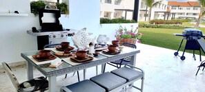 Outdoor dining - Spectacular Seaside Condo with Private Beach at Cap Cana (Cap Cana)