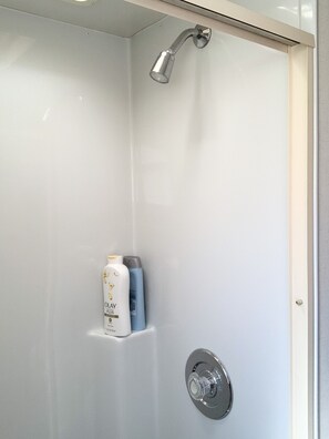 Combined shower/tub, hair dryer, shampoo - Spacious, Private, and Affordable RV (Quartz Hill)