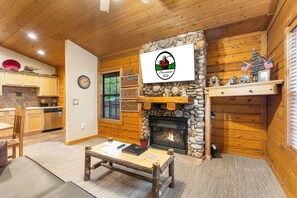 Smart TV, fireplace, DVD player