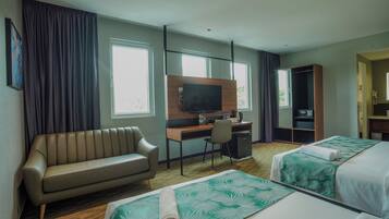 Desk, free WiFi, bed sheets