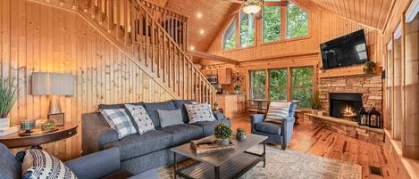 TV connectée, cheminée, espaces bureaux