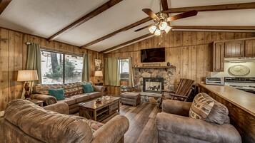 TV, fireplace, table tennis, books