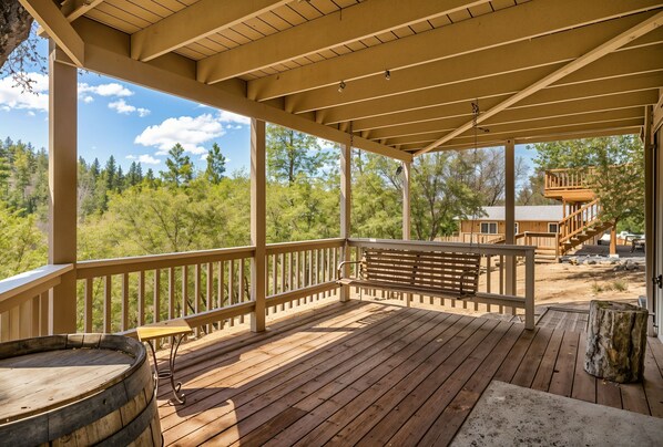 Terrace/patio - Three Wild Turkeys - Amazing Outdoor Spaces!  2 Decks! by Yosemite Region Resorts (Groveland)