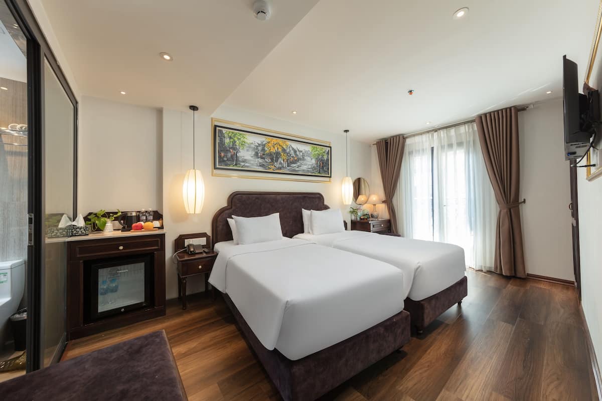 Habitación ejecutiva, 2 camas individuales, no fumadores, vistas a la ciudad | 1 dormitorio, ropa de cama de alta calidad, caja fuerte y escritorio