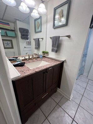 Baignoire, sèche-cheveux, serviettes fournies