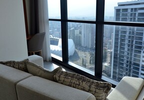 家庭套房 | 起居区 | 42-英寸智能电视 （配备卫星频道）、电视