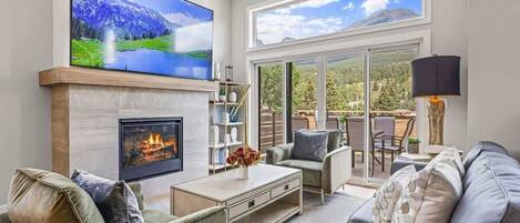 TV, fireplace, Netflix, smart speakers