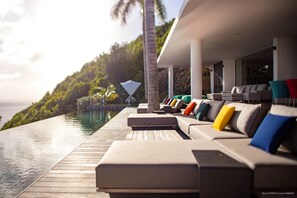 An infinity pool, a heated pool