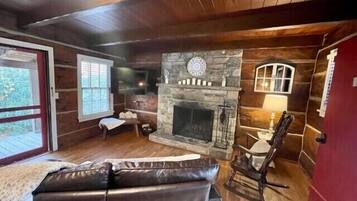 Televisión y chimenea