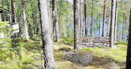 Silent, fantastic cottage by lake, private area, sauna and boat Minttu