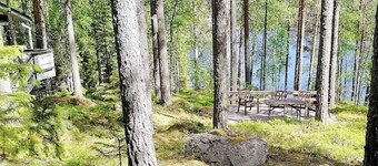 Silent, fantastic cottage by lake, private area, sauna and boat Minttu