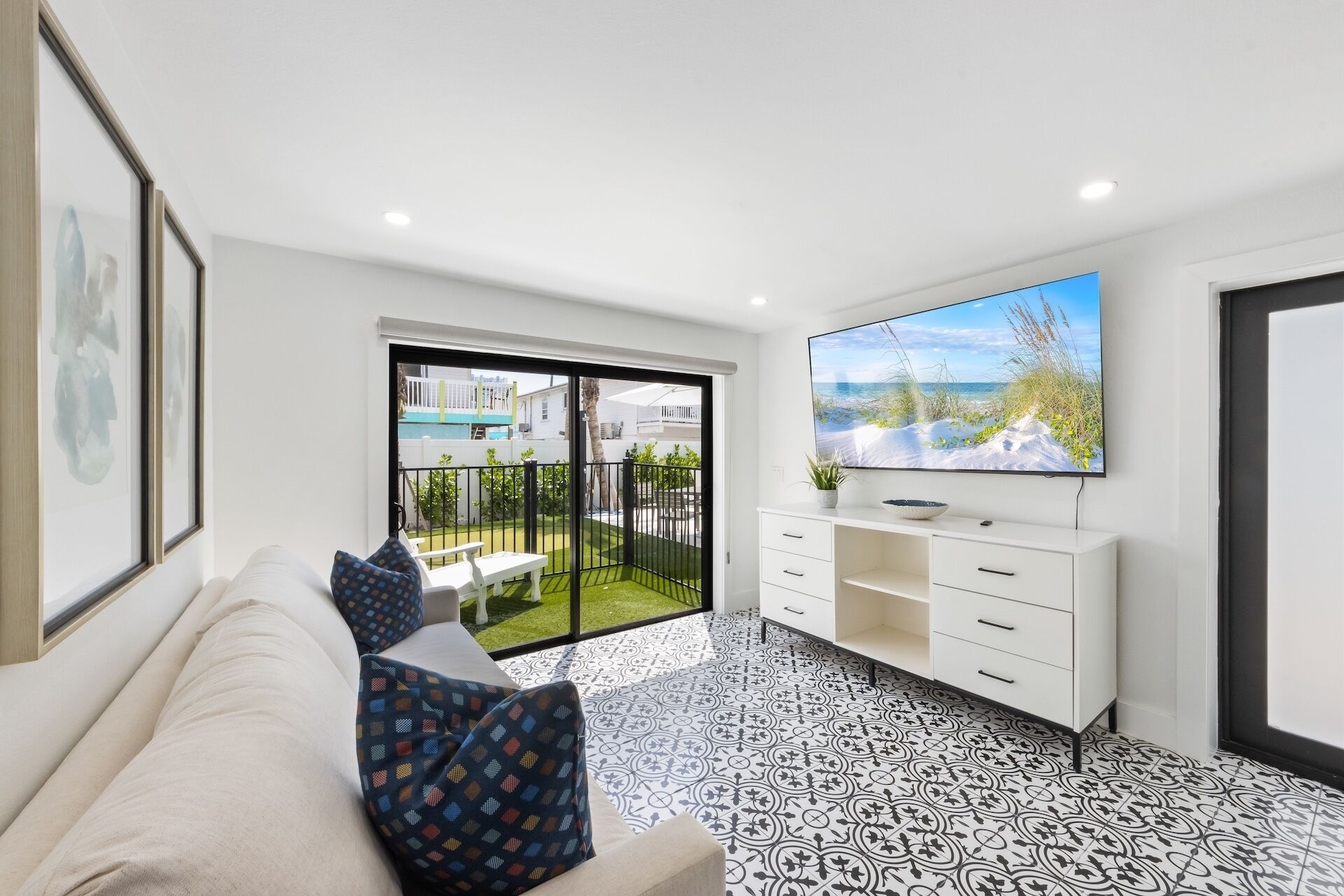 Suite, 2 Bedrooms | Living area | 55-inch flat-screen TV with cable channels, TV